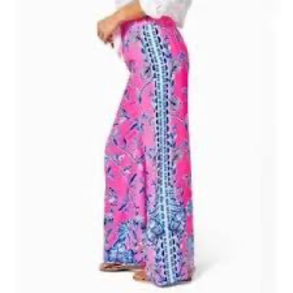 Lily Pulitzer Pink Isle Slathouse Jungle Bal Harbour Pants Wide Leg Palazzo - Picture 2 of 11